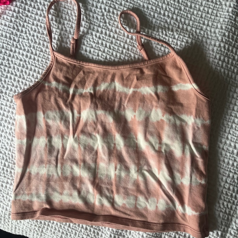 American Eagle Outfitters Orange and Pink Fitted Crop Camisole